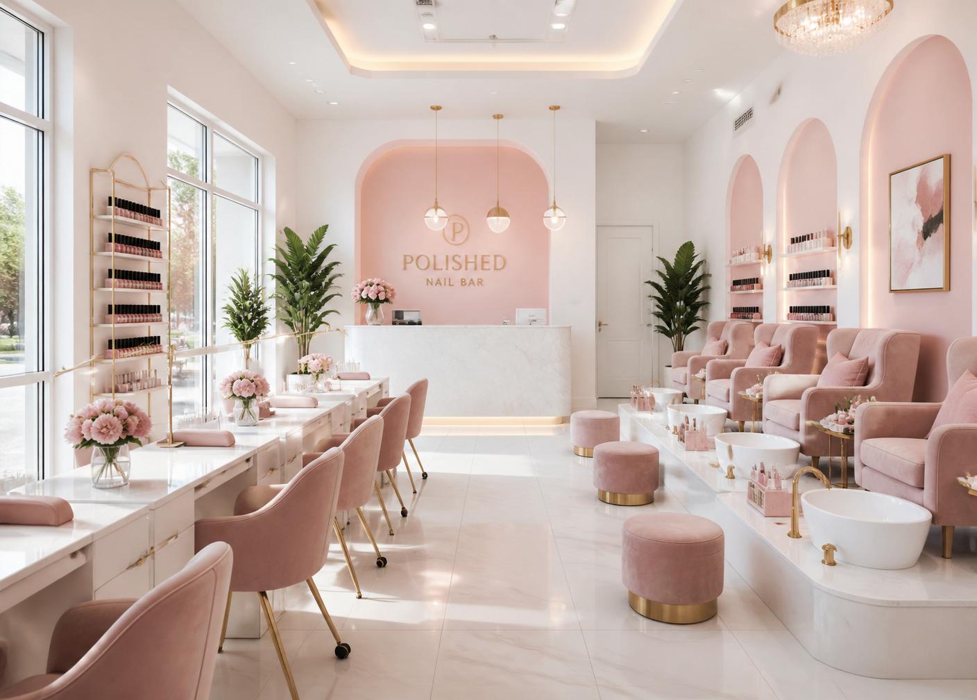 Clean and modern H&L Trendy Nail & Spa interior